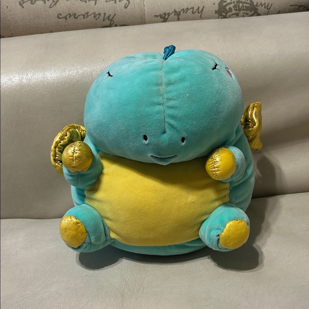 Plush Dragon Stuffed Animal - Teal and Yellow